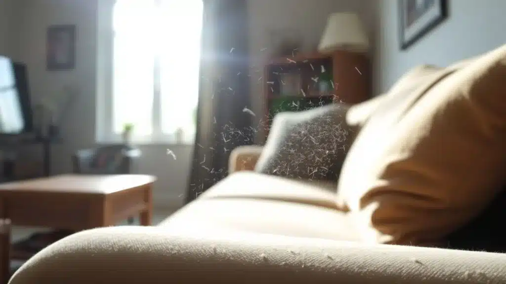 dust and pollen accumulation on living room furniture inside Sacramento home